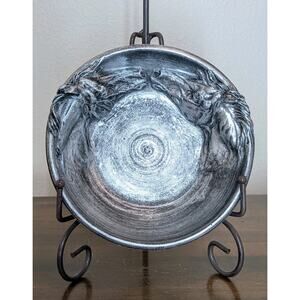 Forge Hill Sculpture by artist Beverly Zimmer Horse Bowl Silver Metallic Glaze